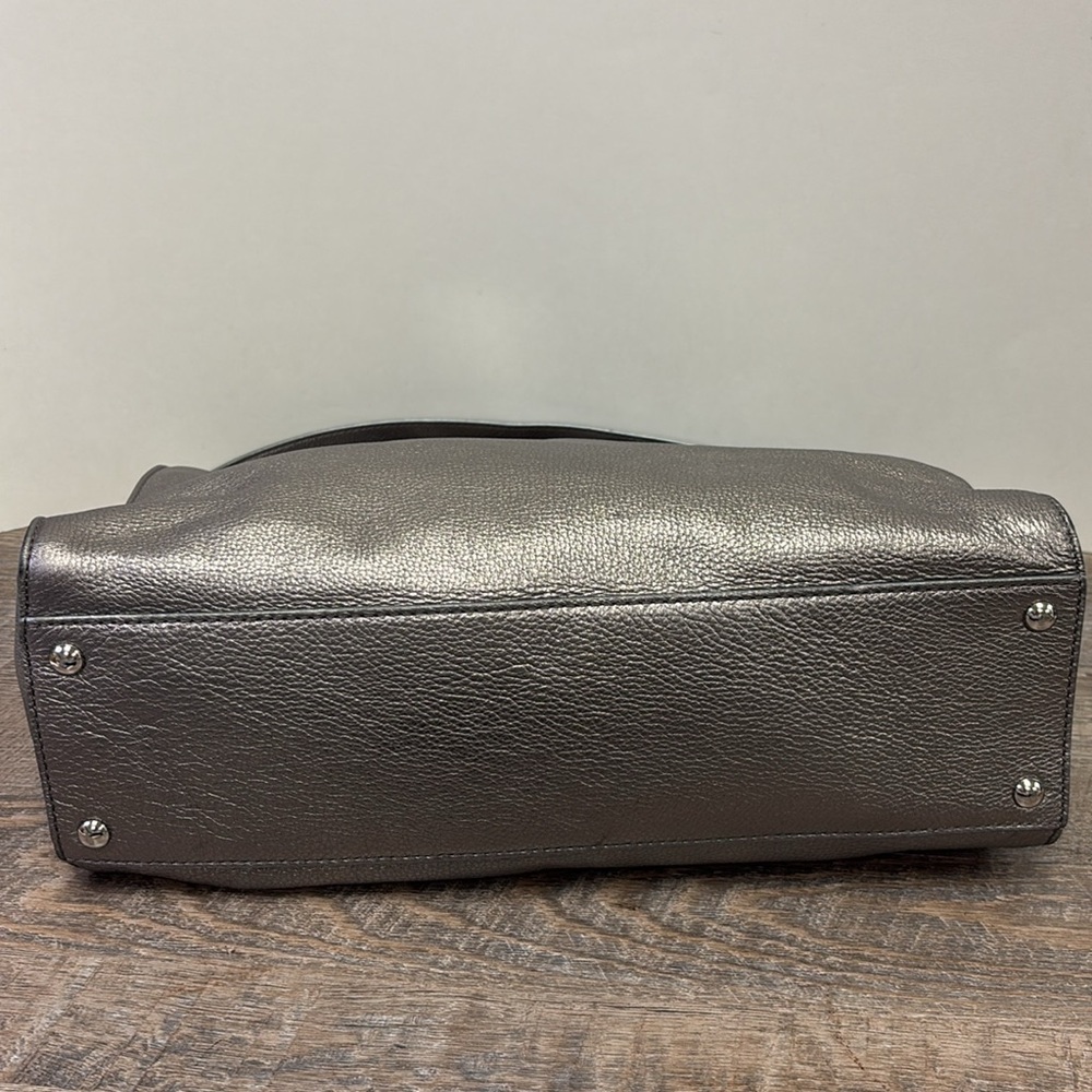 Michael Kors Hamilton Large Leather Tote Nickel Silver Satchel Shoulder Bag - Picture 6 of 9